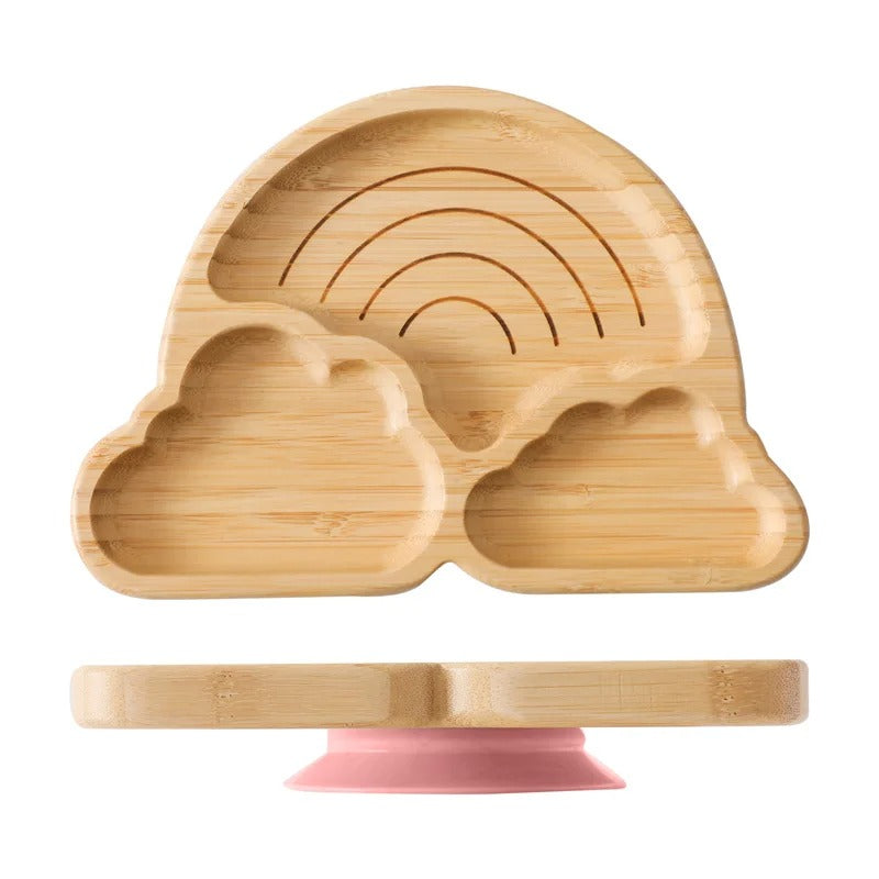 Assiette bambou avec ventouse - arc-en-ciel