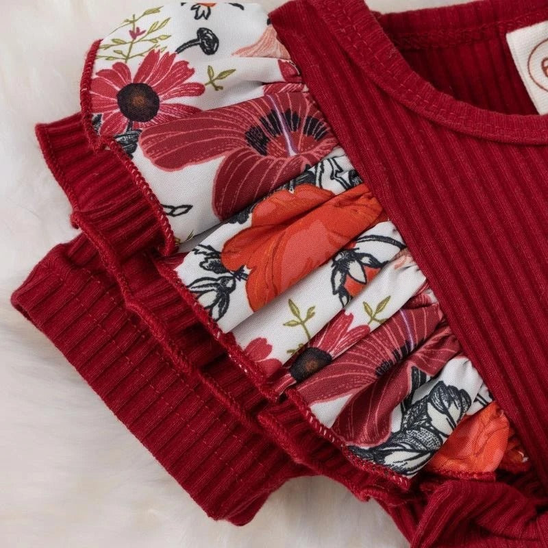 Body bébé manches courtes coton style robe fleurie avec nœud