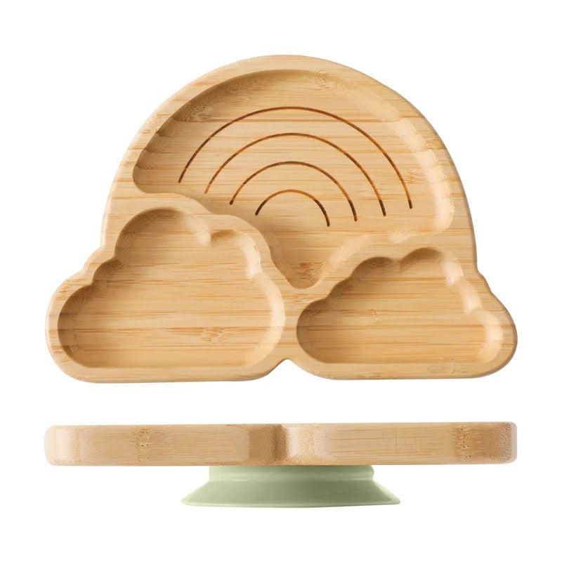 Assiette bambou avec ventouse - arc-en-ciel