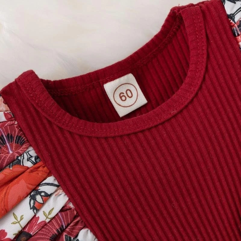 Body bébé manches courtes coton style robe fleurie avec nœud