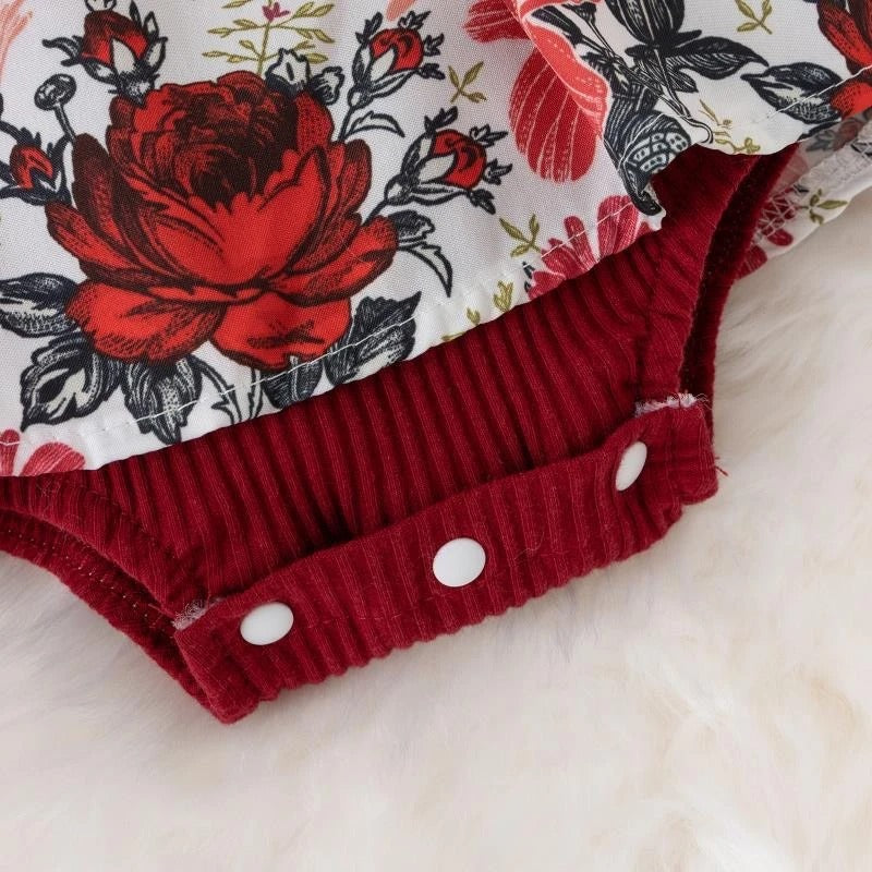 Body bébé manches courtes coton style robe fleurie avec nœud