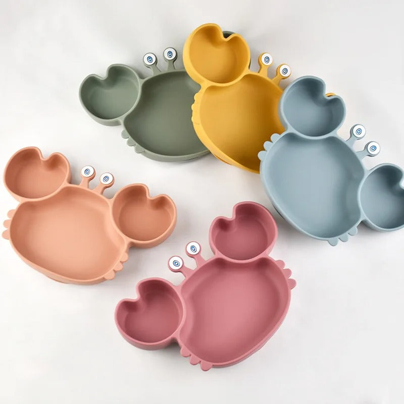 Assiette silicone avec ventouse - crabe