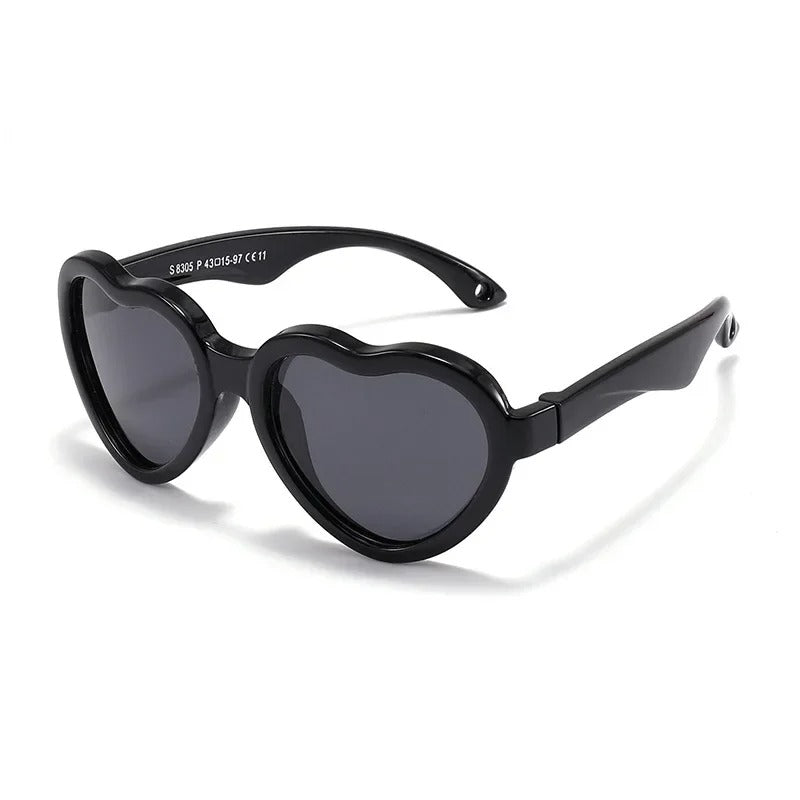 Lunettes de soleil bébé cœur - Polarisées, souples & avec sangle (0-3 ans)