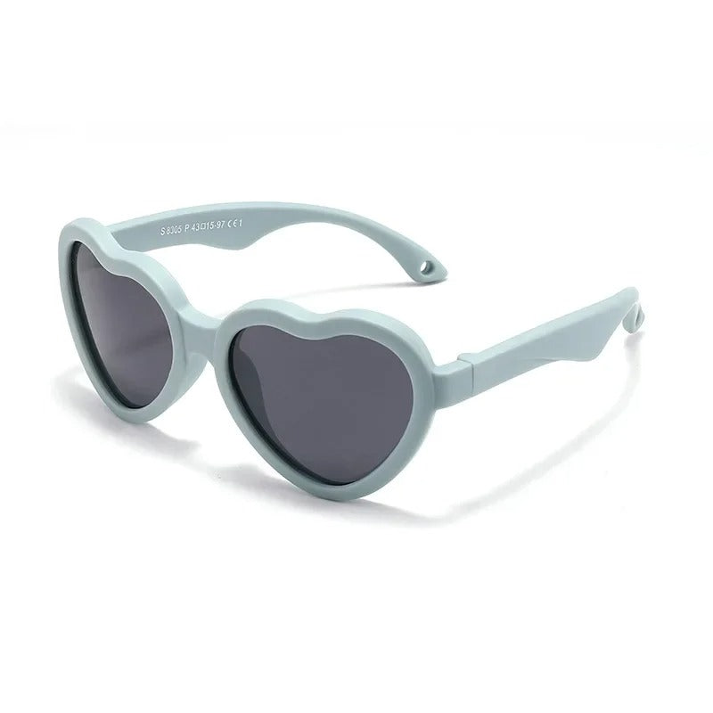 Lunettes de soleil bébé cœur - Polarisées, souples & avec sangle (0-3 ans)