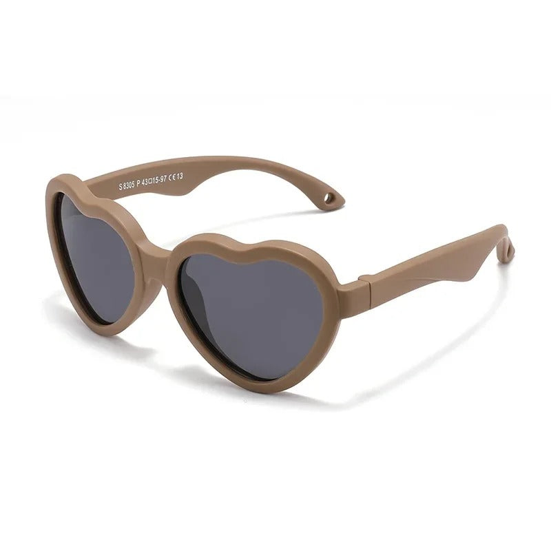 Lunettes de soleil bébé cœur - Polarisées, souples & avec sangle (0-3 ans)