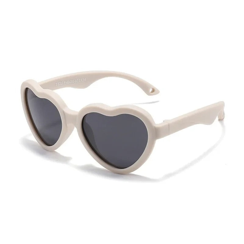 Lunettes de soleil bébé cœur - Polarisées, souples & avec sangle (0-3 ans)