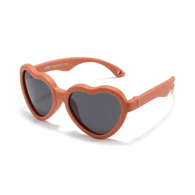 Lunettes de soleil bébé cœur - Polarisées, souples & avec sangle (0-3 ans)