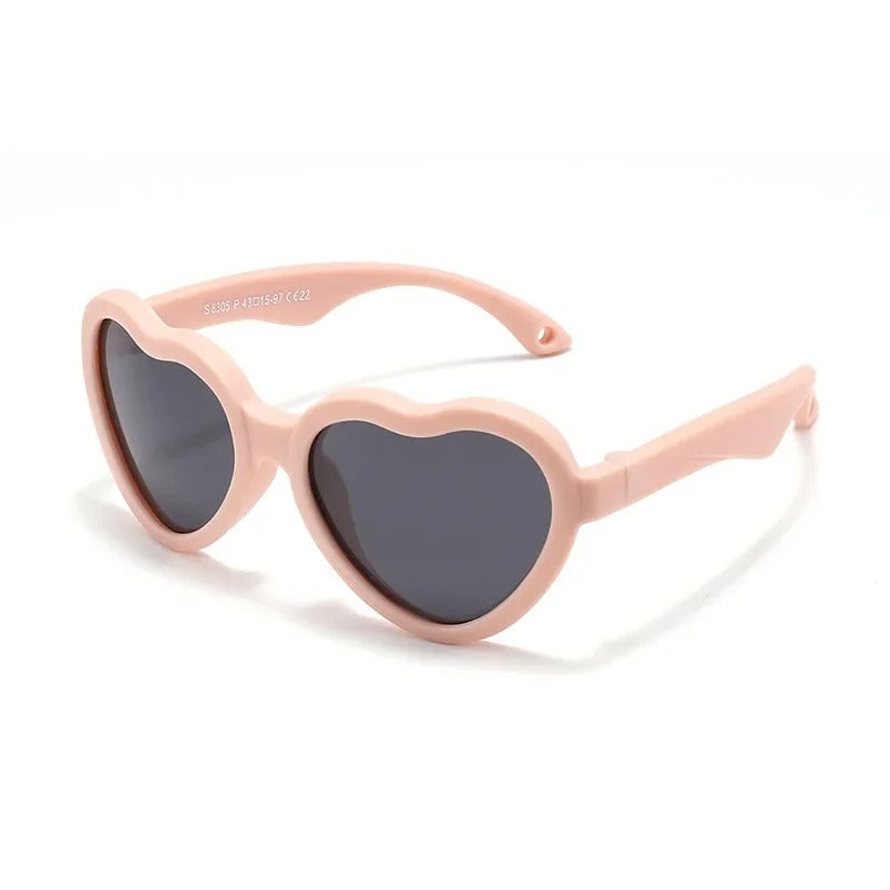 Lunettes de soleil bébé cœur - Polarisées, souples & avec sangle (0-3 ans)