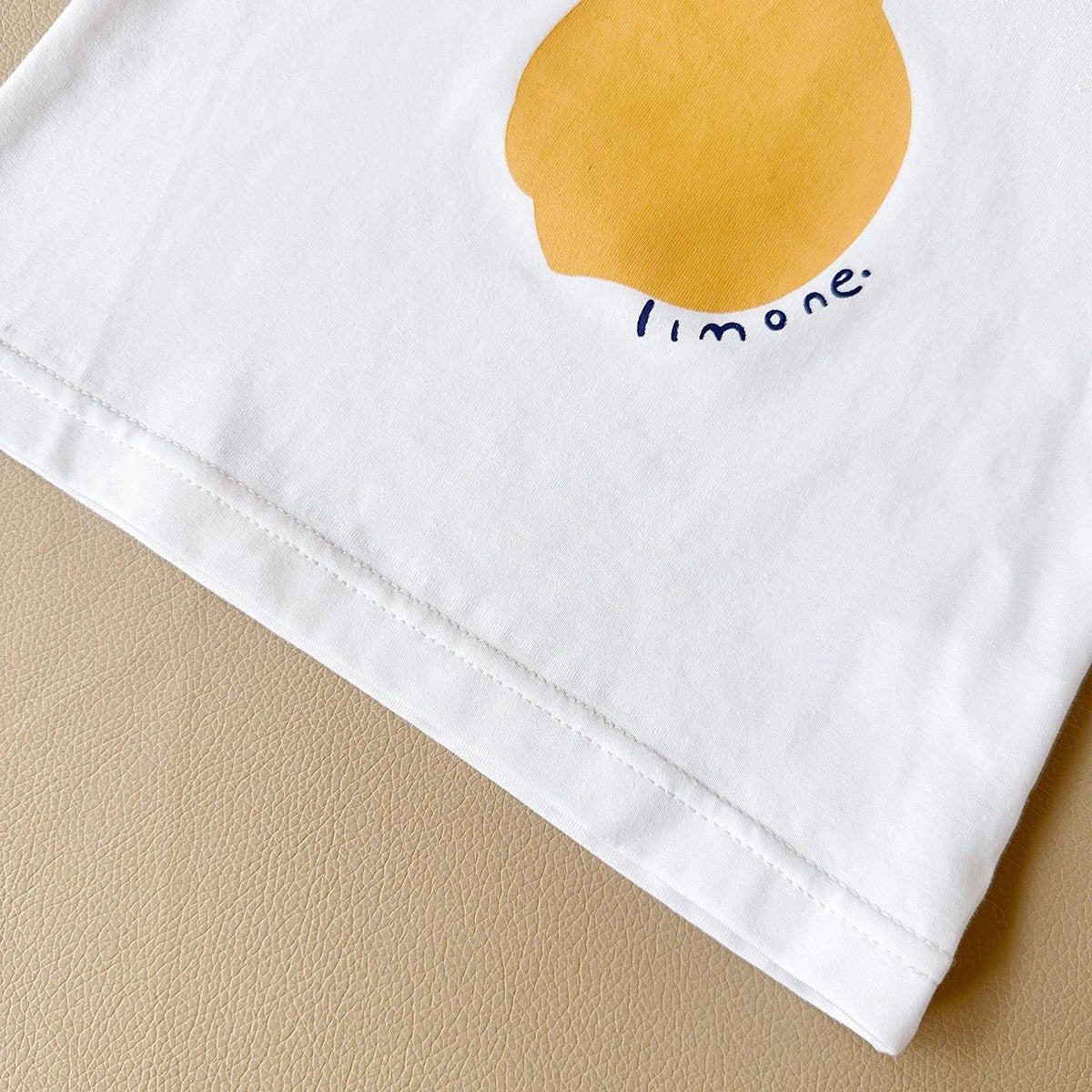 Ensemble bébé t-shirt blanc motif citron + short coton à carreaux