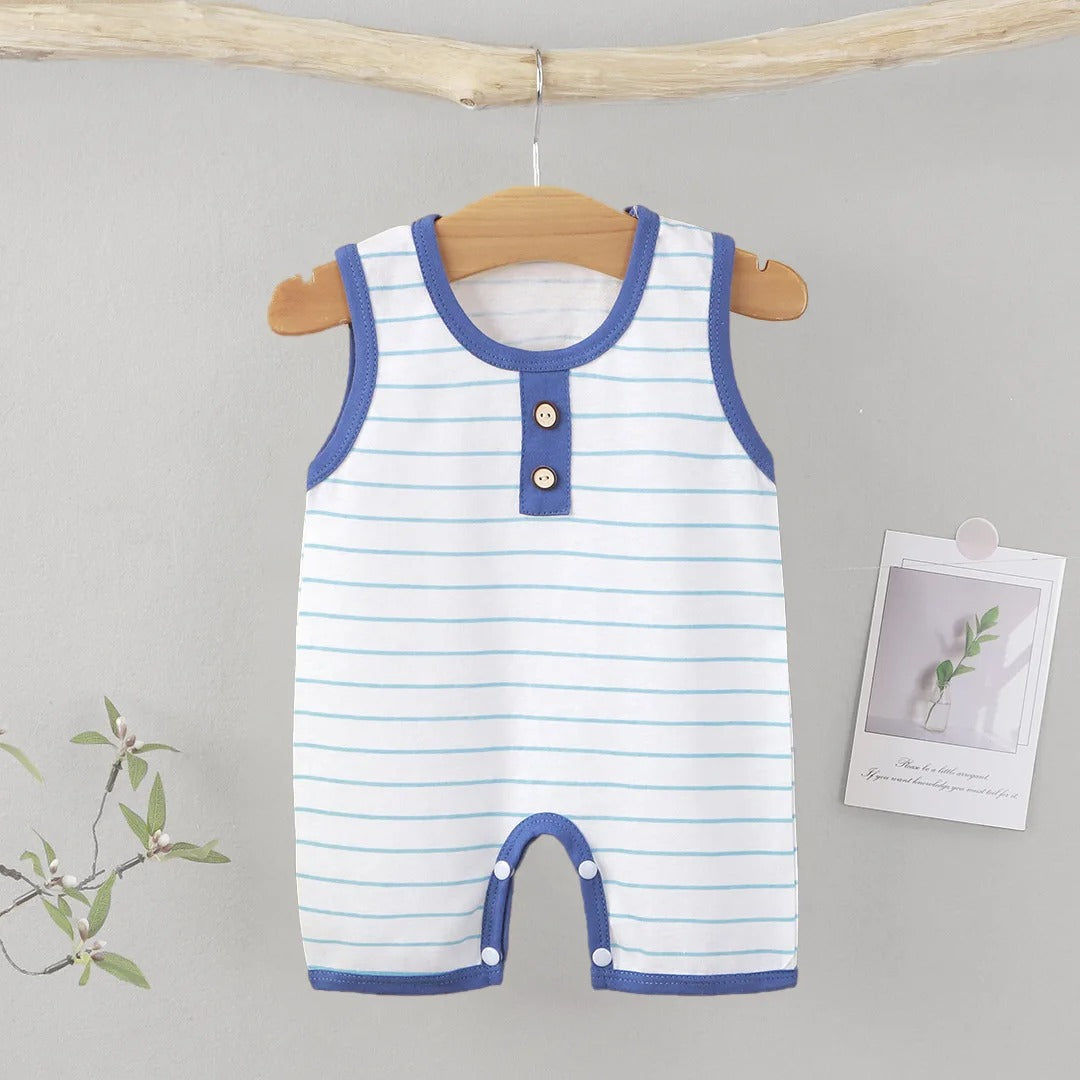 Barboteuse bébé sans manches coton marinière rayée