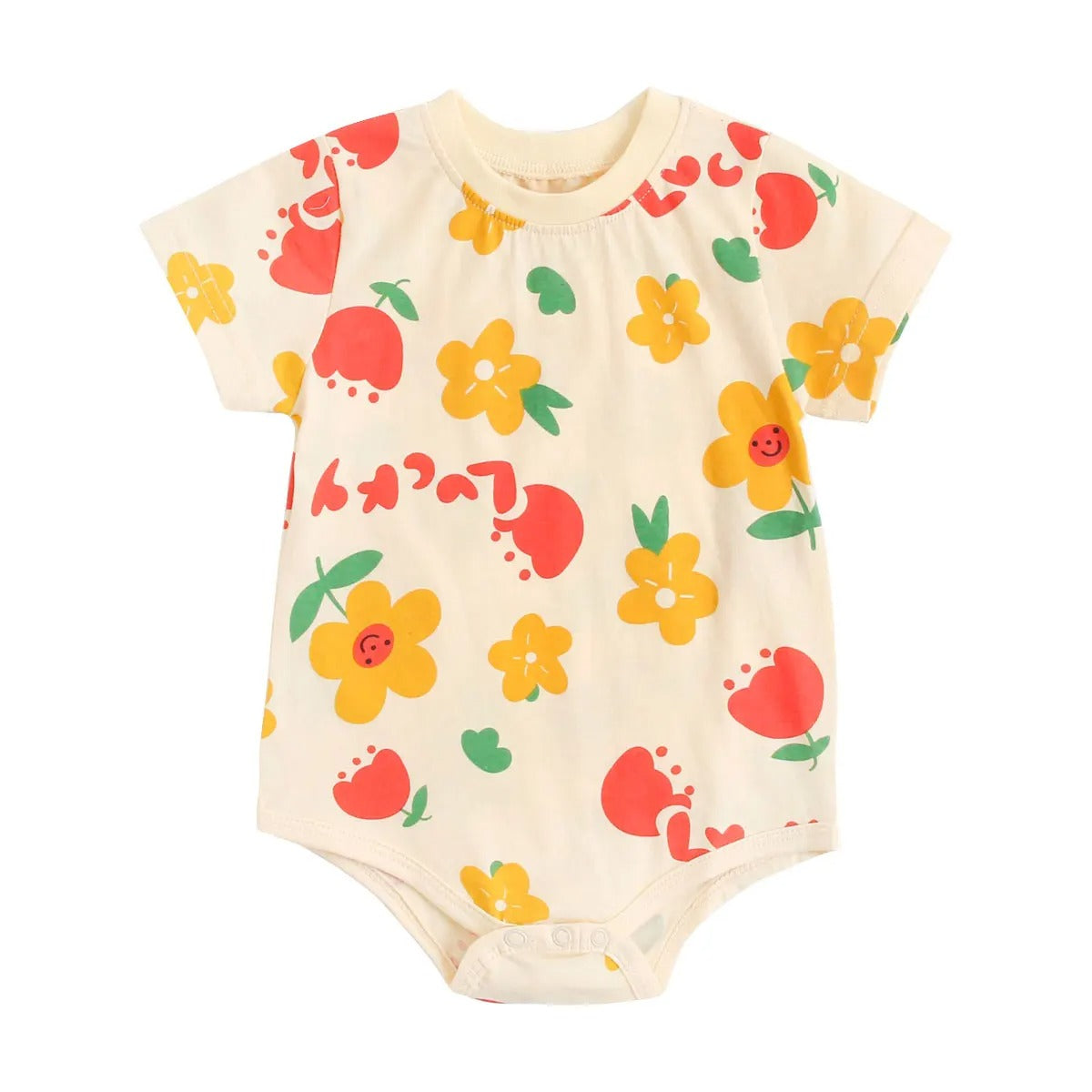 Body bébé manches courtes coton imprimé fleurs