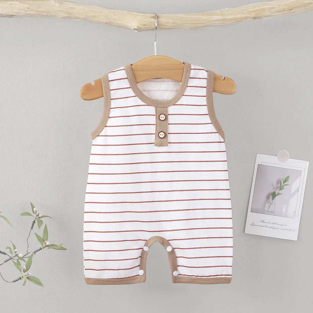 Barboteuse bébé sans manches coton marinière rayée