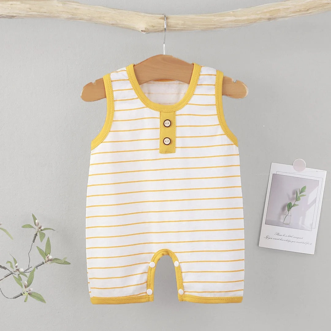 Barboteuse bébé sans manches coton marinière rayée