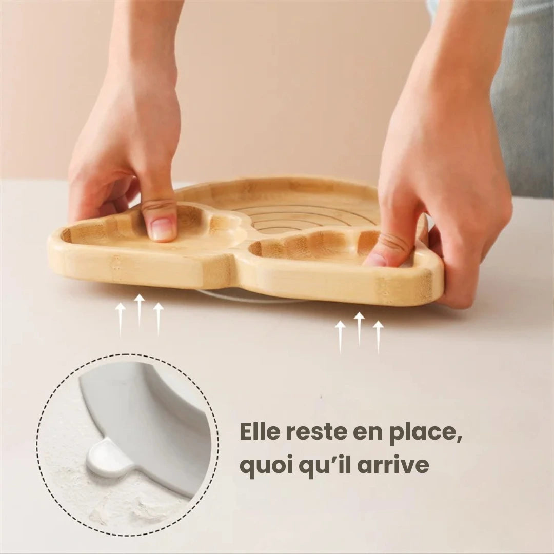 Assiette bambou avec ventouse - arc-en-ciel