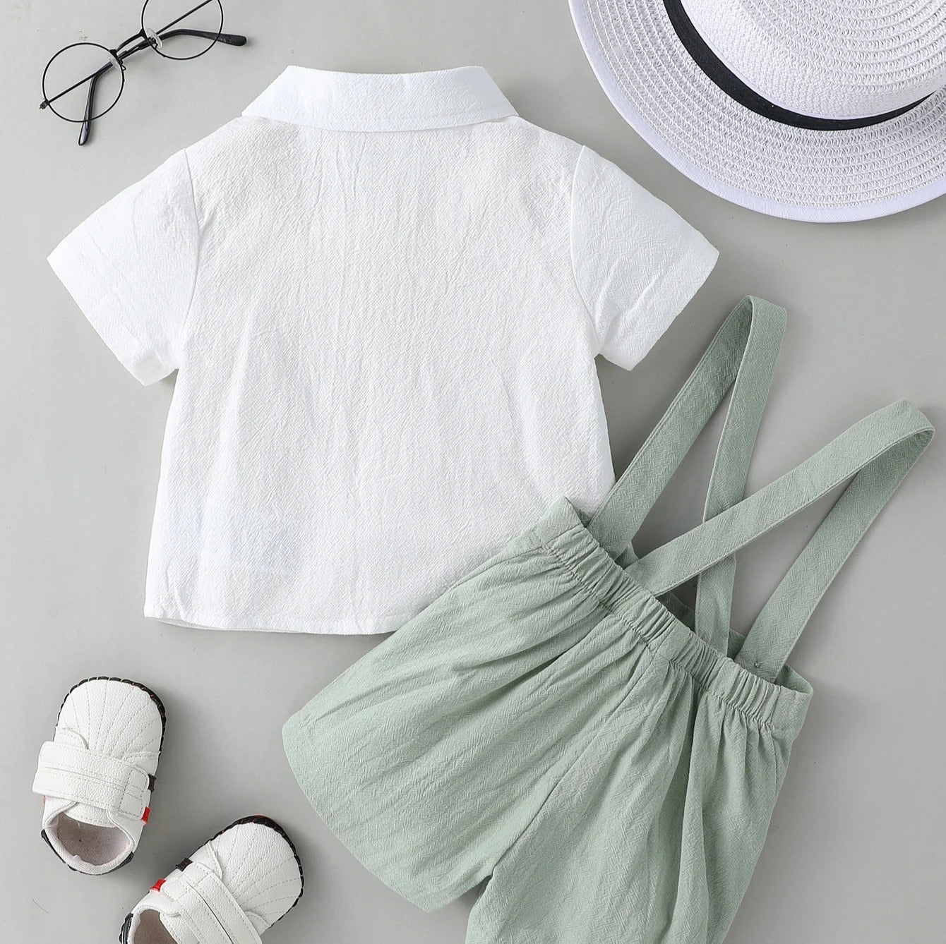 Ensemble bébé chemise + short coton chic nœud papillon