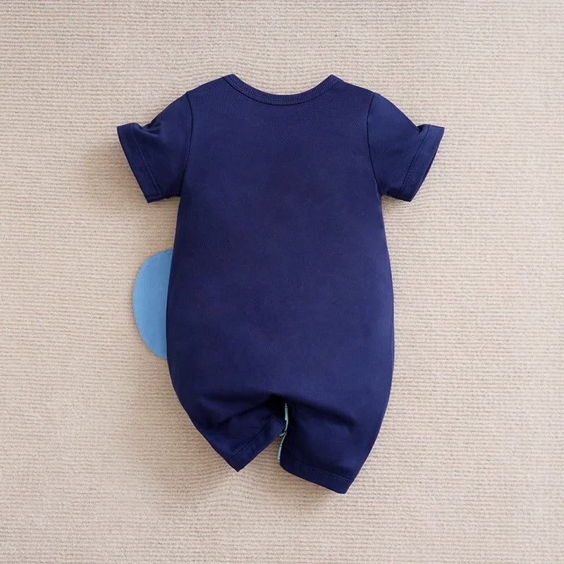 Barboteuse bébé manches courtes coton motif éléphant