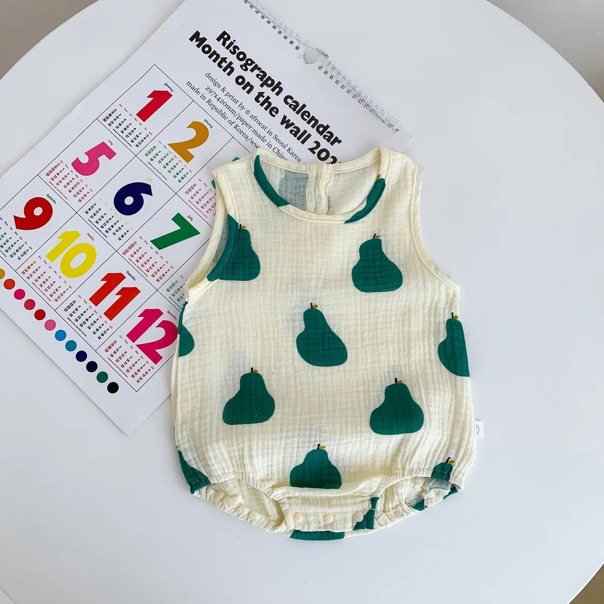 Body bébé sans manches gaze de coton à motifs