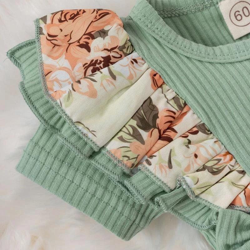 Body bébé manches courtes coton style robe fleurie avec nœud