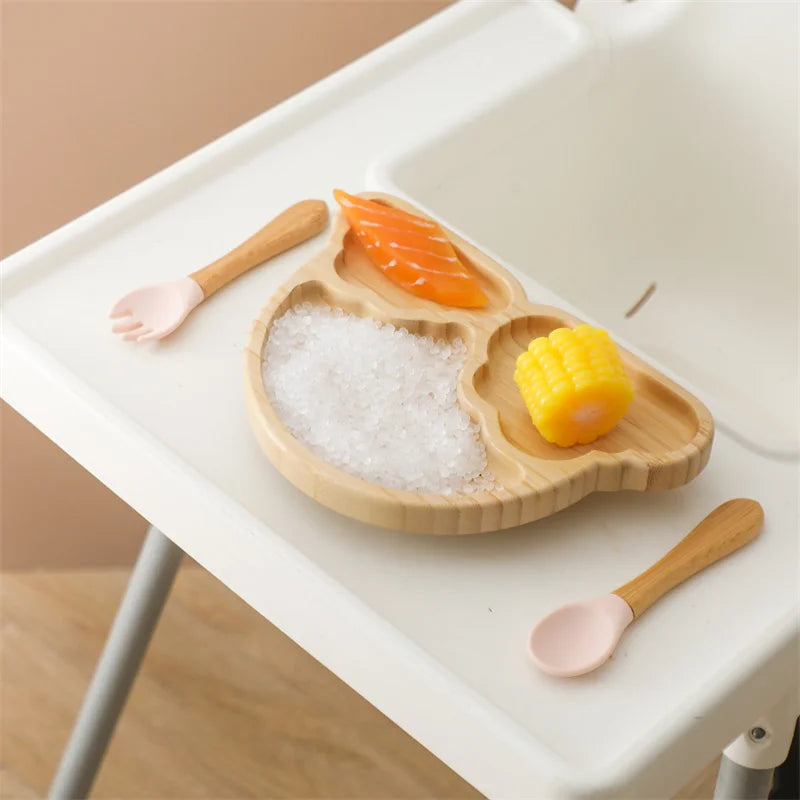Assiette bambou avec ventouse - arc-en-ciel