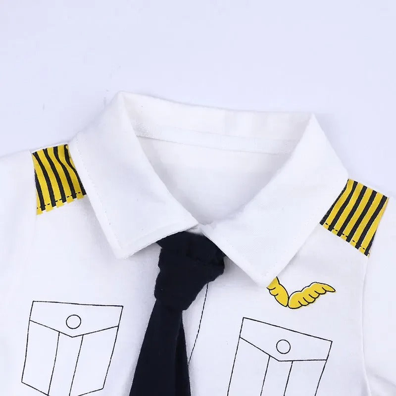 Barboteuse bébé manches courtes coton style costume pilote