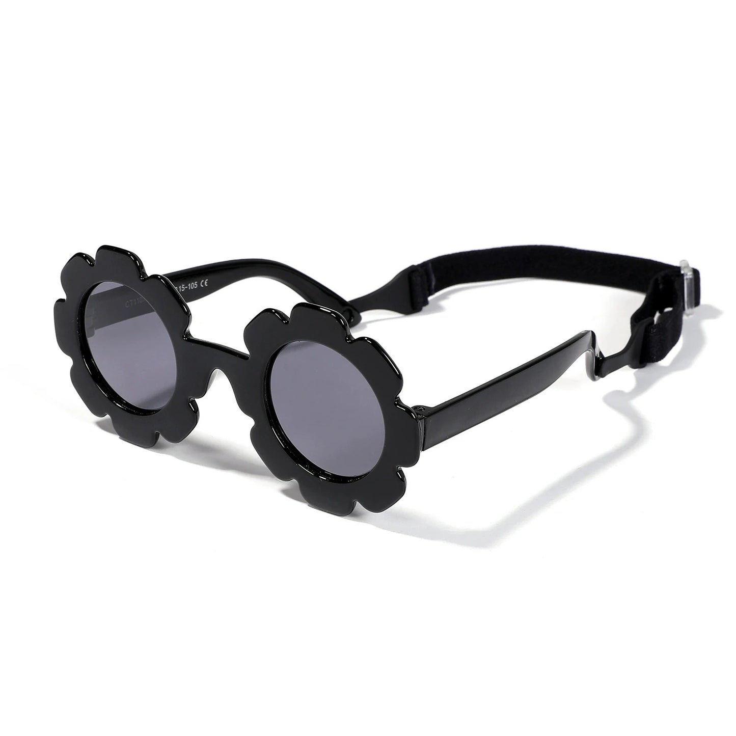 Lunettes de soleil bébé fleur - Polarisées, souples & avec sangle (0-3 ans)