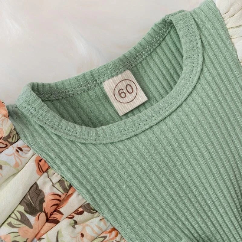 Body bébé manches courtes coton style robe fleurie avec nœud