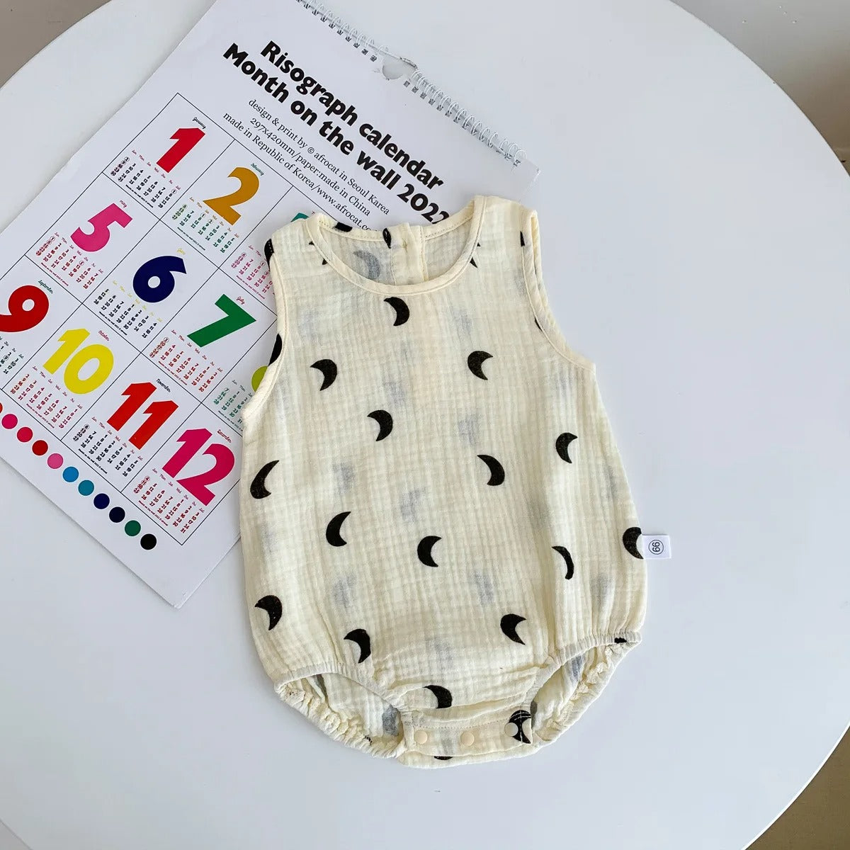 Body bébé sans manches gaze de coton à motifs