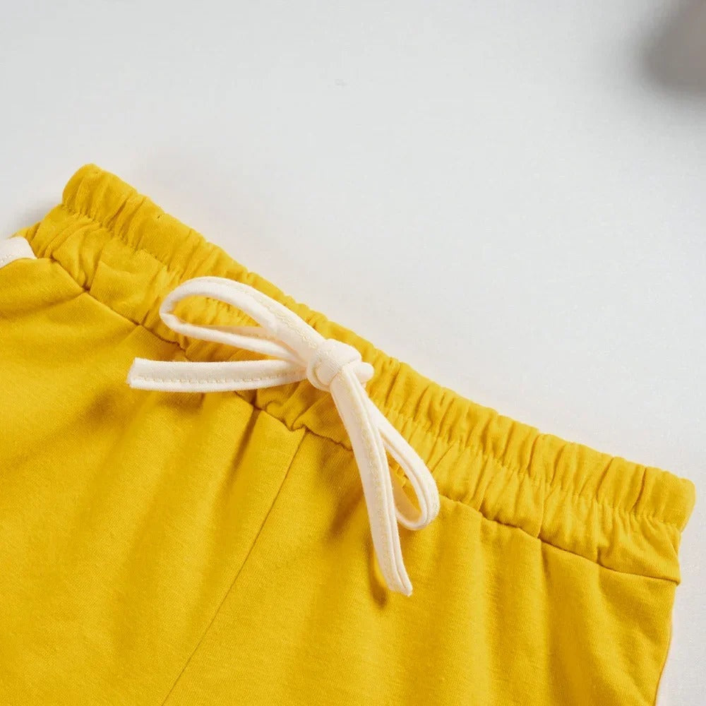 Ensemble bébé t-shirt + short coton rétro motifs brodés