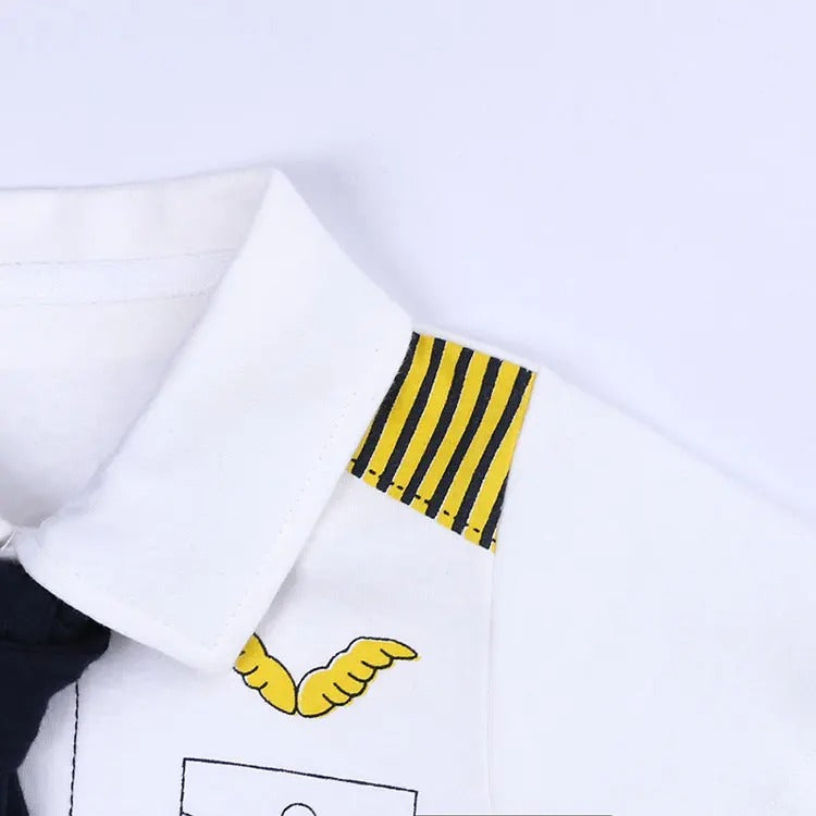 Barboteuse bébé manches courtes coton style costume pilote