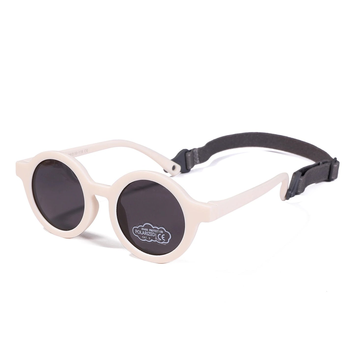 Lunettes de soleil rondes bébé - Polarisées, souples & avec sangle (0-3 ans)
