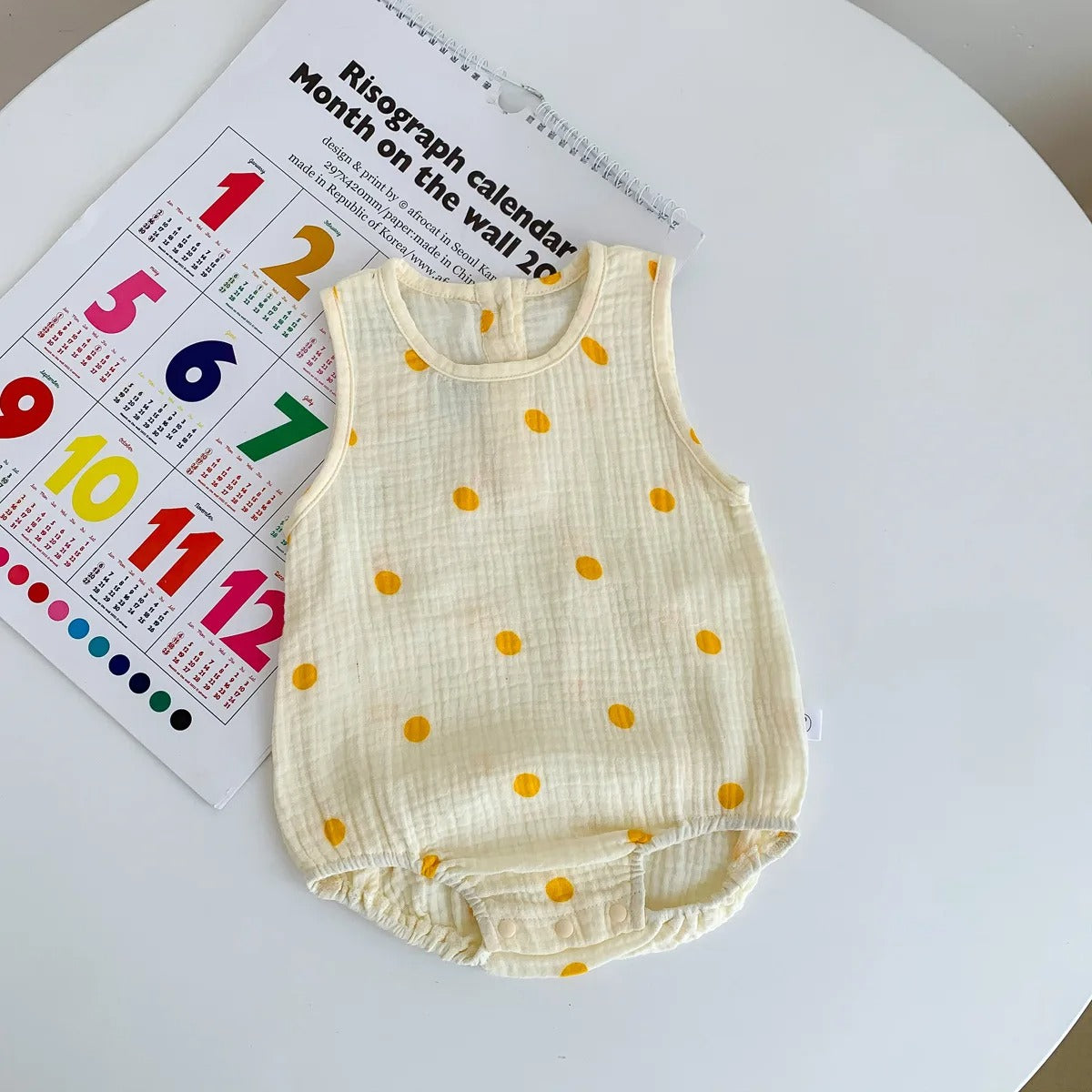 Body bébé sans manches gaze de coton à motifs