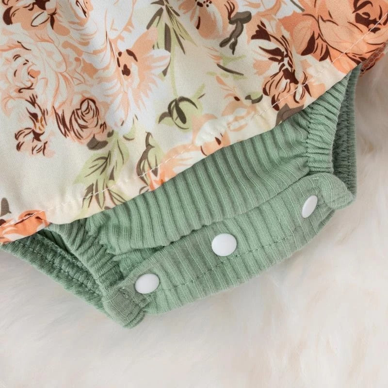 Body bébé manches courtes coton style robe fleurie avec nœud