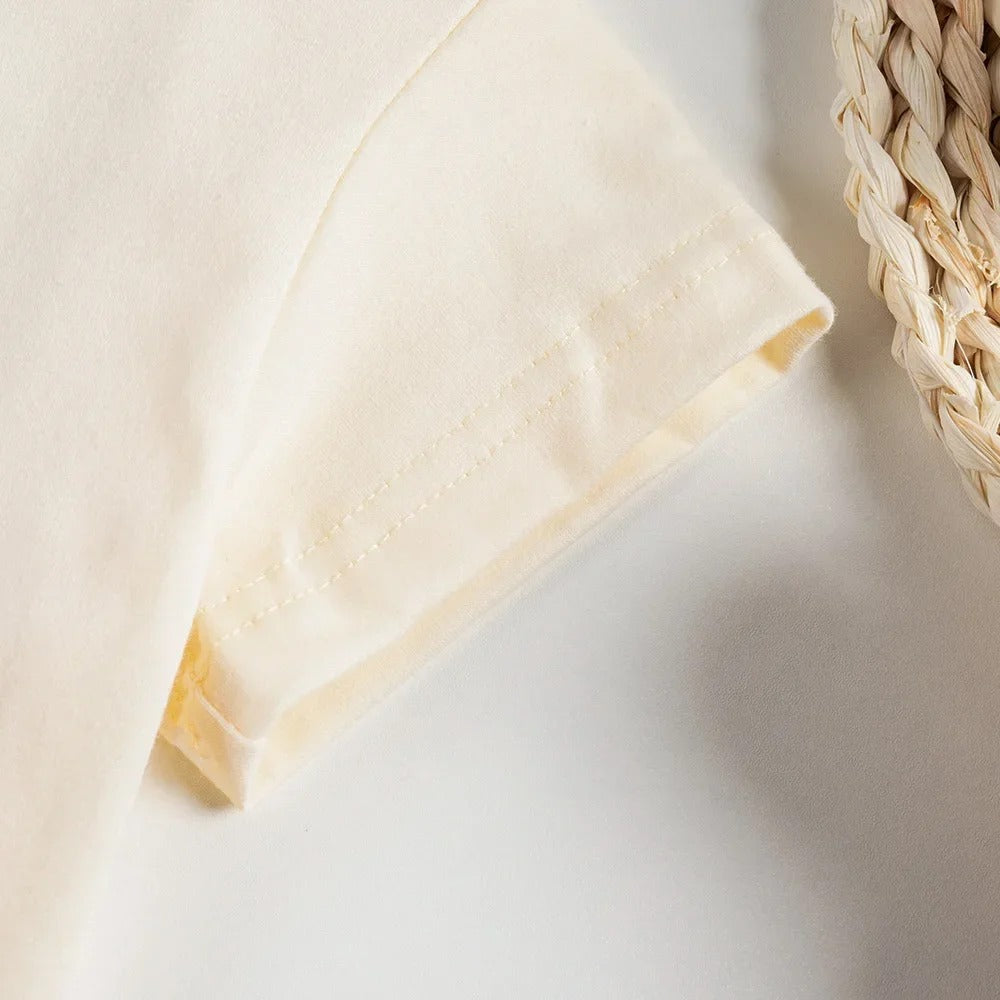 Ensemble bébé t-shirt + short coton rétro motifs brodés