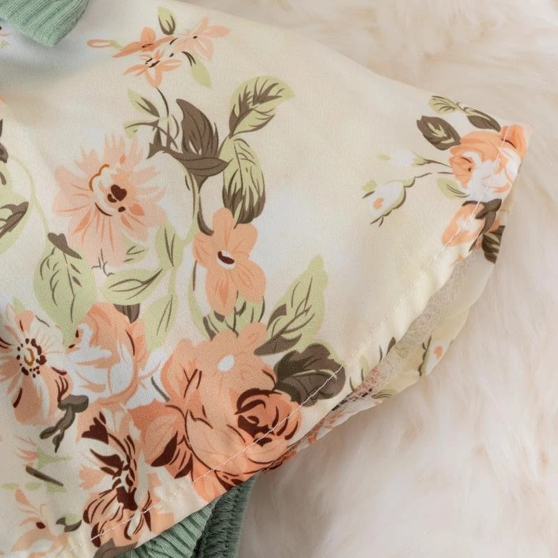Body bébé manches courtes coton style robe fleurie avec nœud
