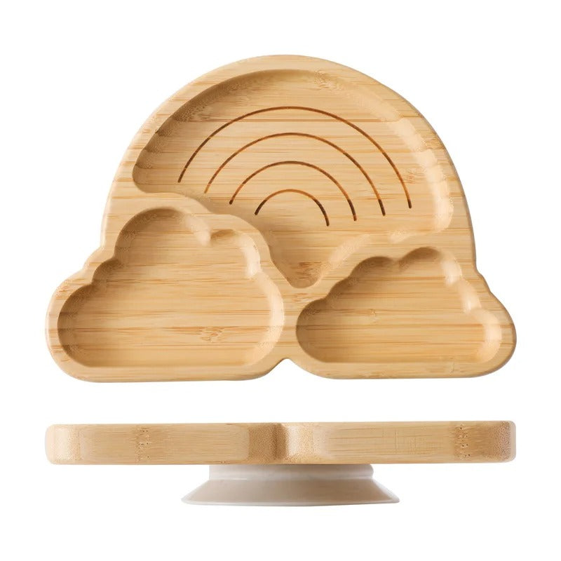 Assiette bambou avec ventouse - arc-en-ciel