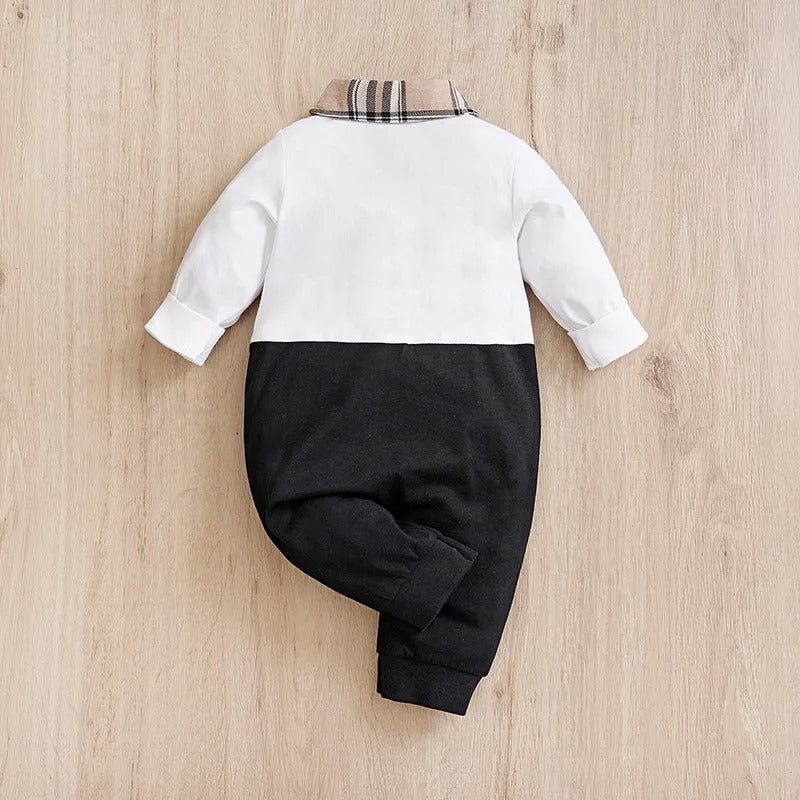 Barboteuse bébé manches longues coton style costume chic