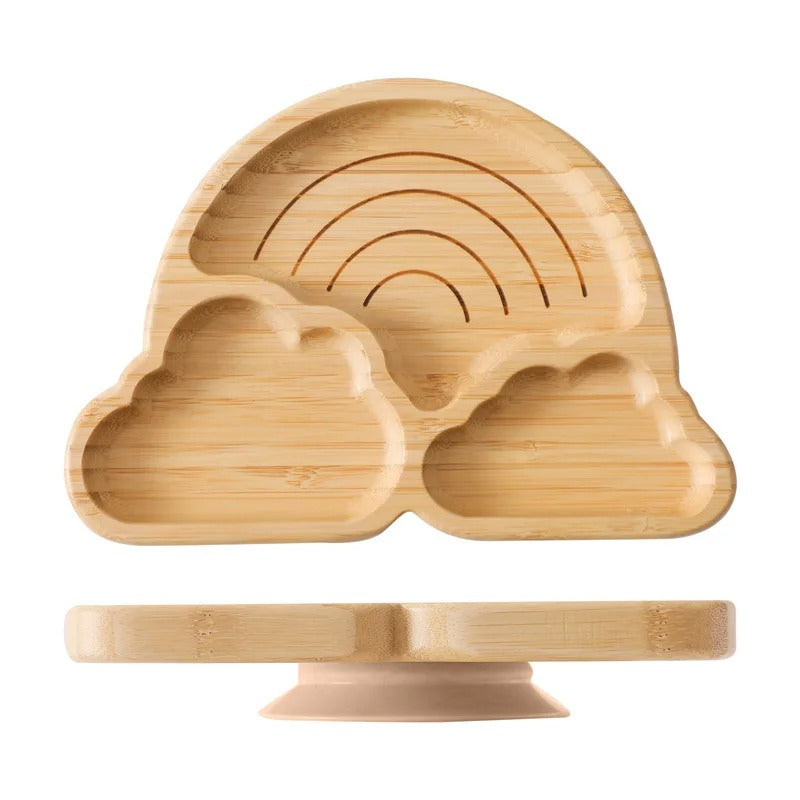 Assiette bambou avec ventouse - arc-en-ciel