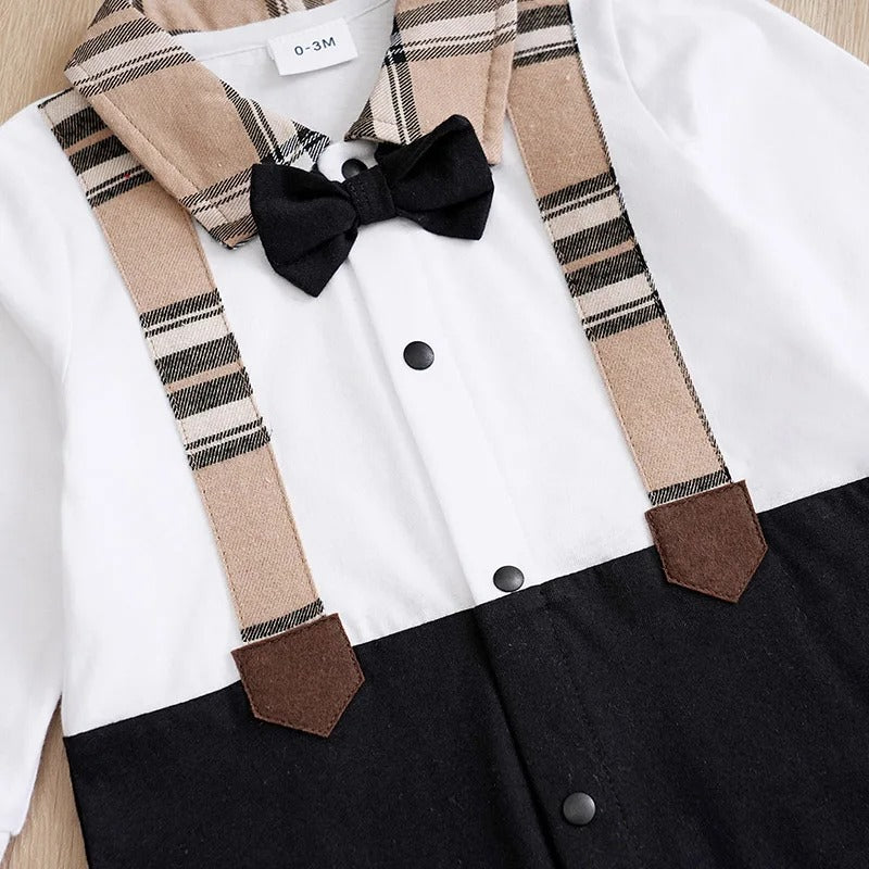 Barboteuse bébé manches longues coton style costume chic