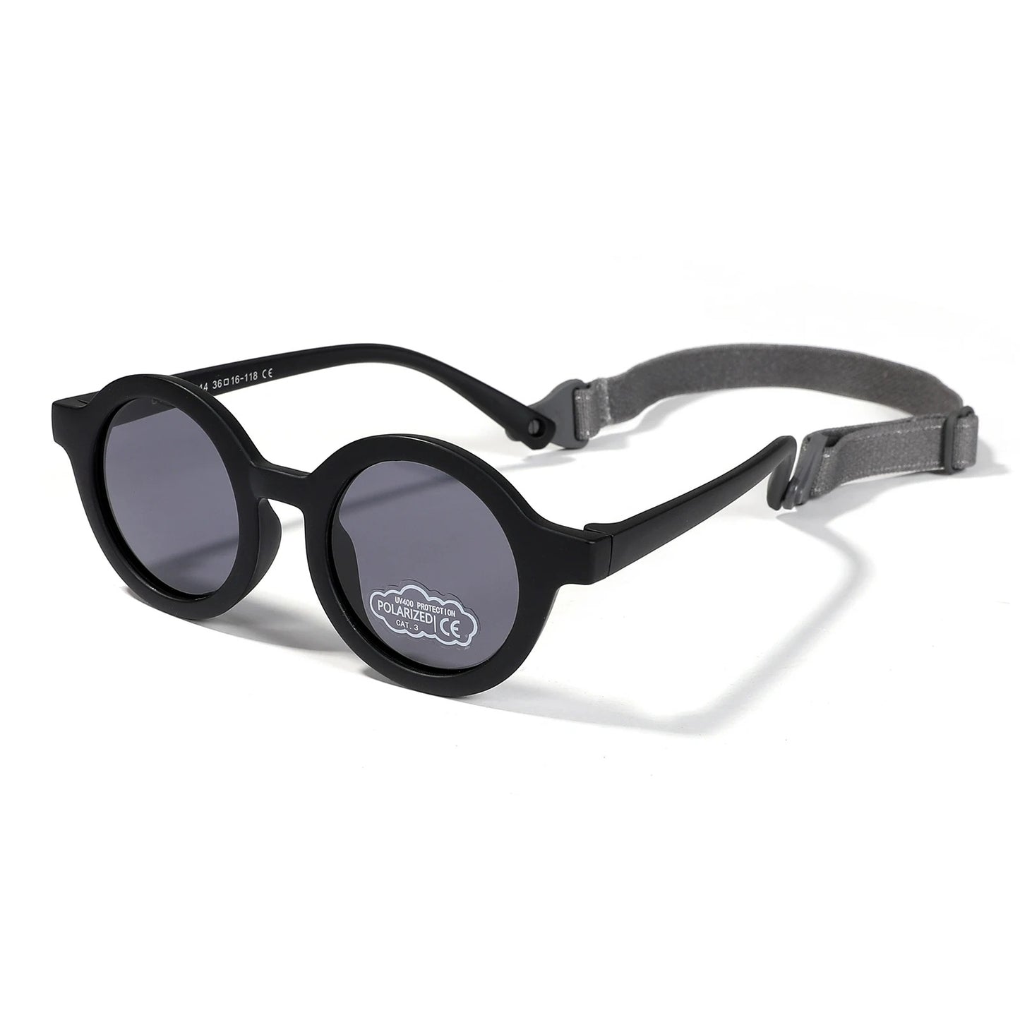 Lunettes de soleil rondes bébé - Polarisées, souples & avec sangle (0-3 ans)