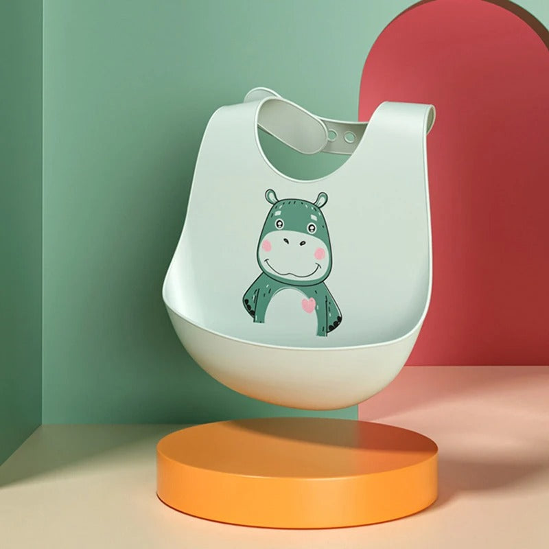 Bavoir silicone réglable – 4 animaux amusants