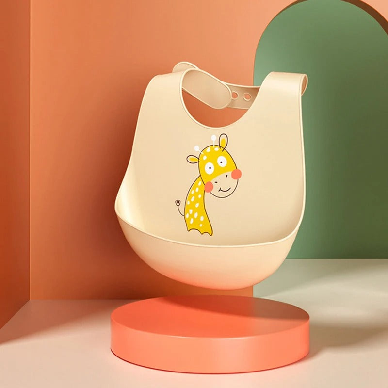 Bavoir silicone réglable – 4 animaux amusants