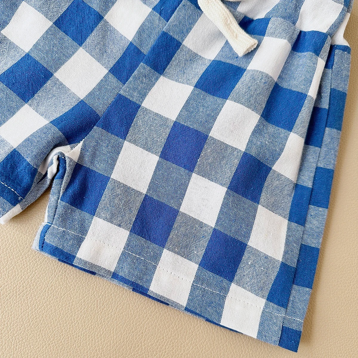Ensemble bébé t-shirt blanc motif citron + short coton à carreaux