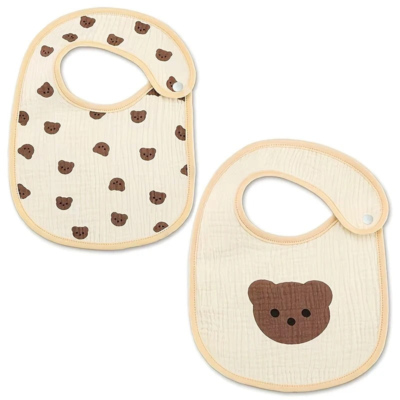 Bavoirs imperméables gaze de coton – lots de 2