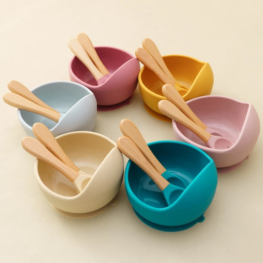 Bol silicone avec ventouse - couverts bois & silicone
