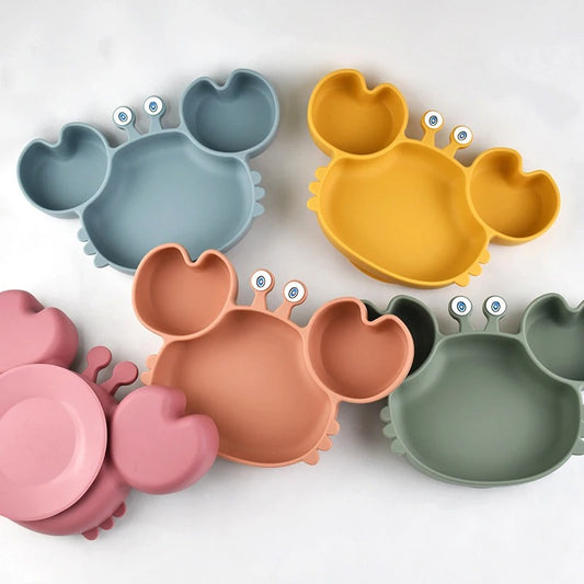Assiette silicone avec ventouse - crabe