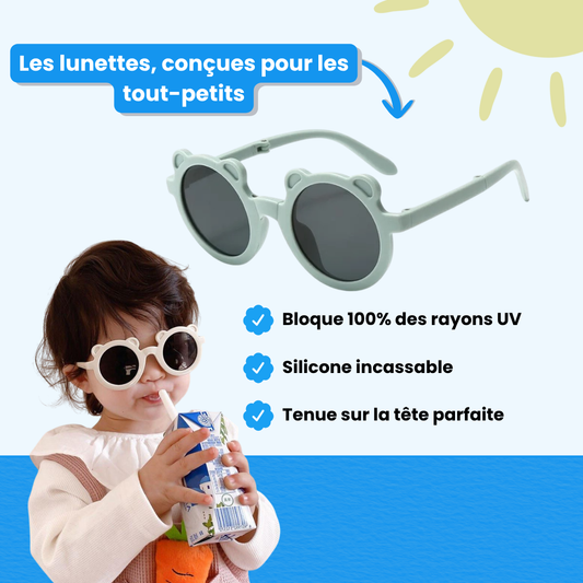 Lunettes de soleil bébé ours - Polarisées & pliables (0-3 ans)