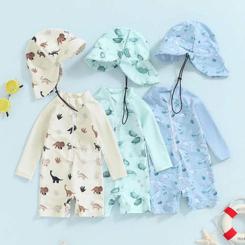 Maillot de bain anti-UV avec chapeau - Motif animaux