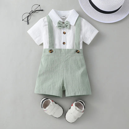Ensemble bébé chemise + short coton chic nœud papillon