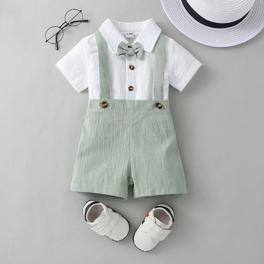 Ensemble bébé chemise + short coton chic nœud papillon