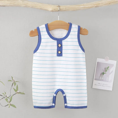 Barboteuse bébé sans manches coton marinière rayée